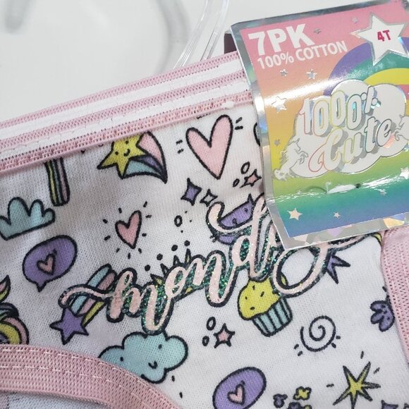 NWT Toddler‎ Girls Seven Pack Days of The Week Printed Panties - Multi Color 4T - Picture 5 of 11